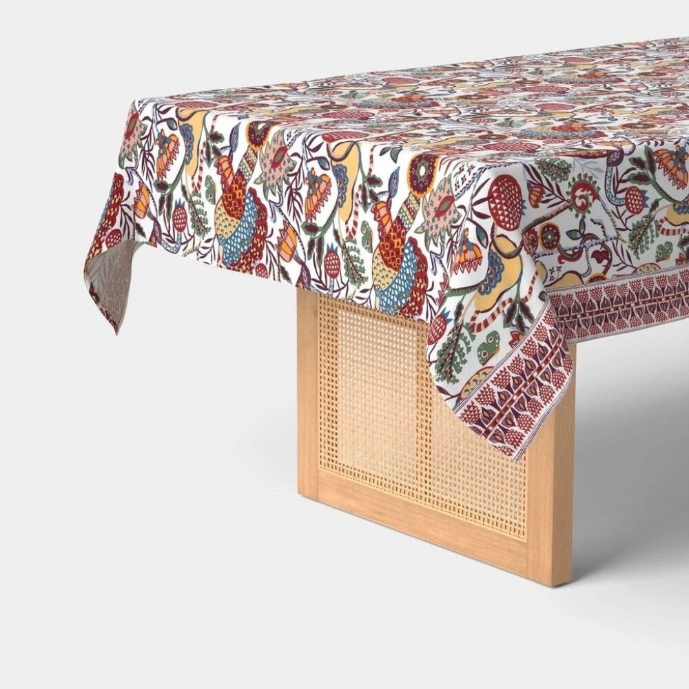 Threshold Rectangular Tablecloth 60"x84" Red & Multicolor Floral Print Machine W
